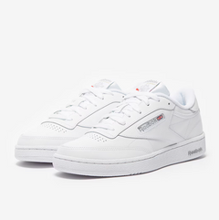 Reebok Club C 85 Soft Leather White Sheer Grey Lightweight Shoe Sneaker Trainer