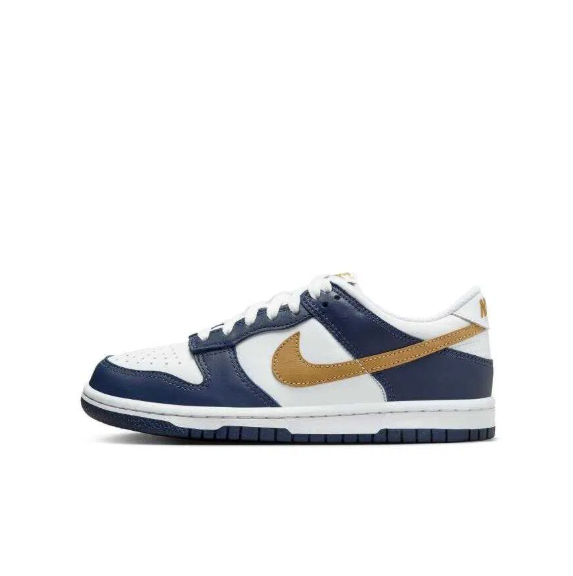 Kids Nike Dunk Low GS White Metallic Gold Anthracite Blue HV2533-100 Sneaker