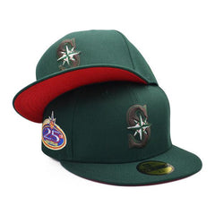New Era Seattle Mariners 25th ANNI Pine Gray Red 59Fifty 5950 Patch Fitted Hat