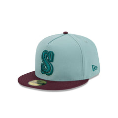 New Era Seattle Mariners 40th Anni Beach Kiss Blue Gray 59Fifty 5950 Fitted Hat