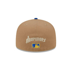 New Era Seattle Mariners Khaki Brown Blue Gray 59Fifty 5950 Patch Fitted Cap Hat