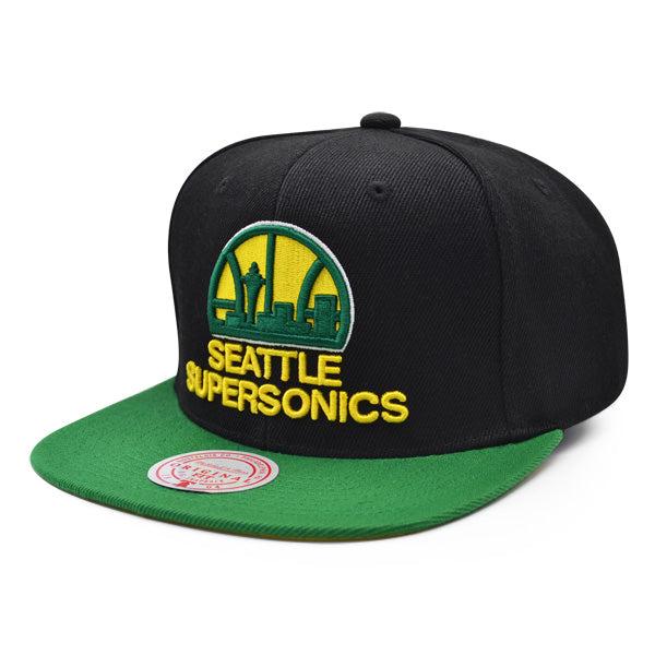 Mitchell And Ness Seattle Supersonics CLASSIC Black Green Yellow Patch Snapback
