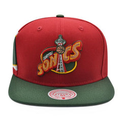 Mitchell And Ness Seattle Supersonics JUMBOTRON Maroon Green Gray Patch Snapback