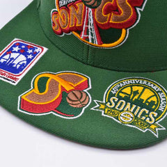 Mitchell And Ness Seattle Supersonics NBA FRONT LOADED Green Red Patch Snapback