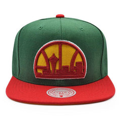 Mitchell And Ness Seattle Supersonics RELOAD Green Red Yellow Patch Snapback Hat