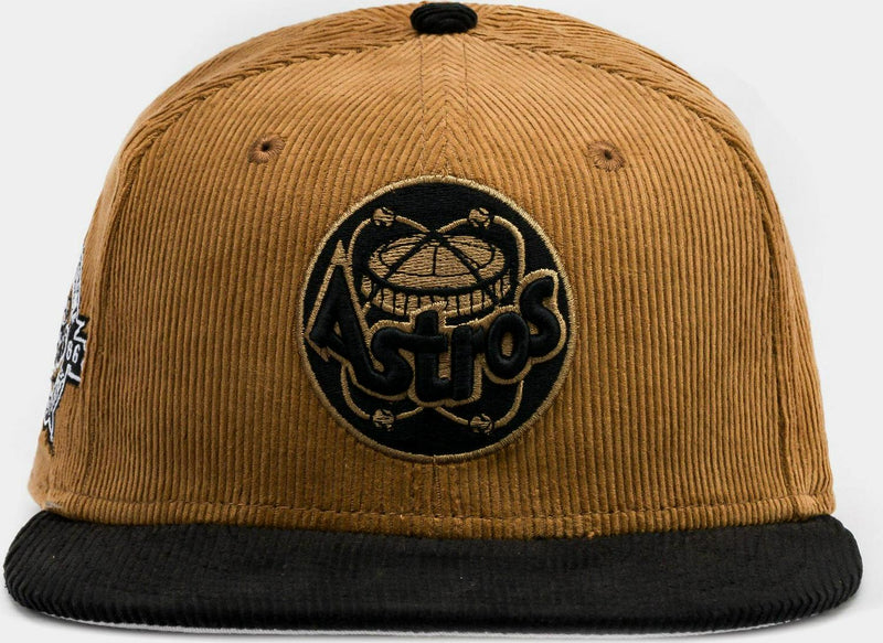 New Era Houston Astros Corduroy Wheat Black Silver 59Fifty 5950 Patch Fitted