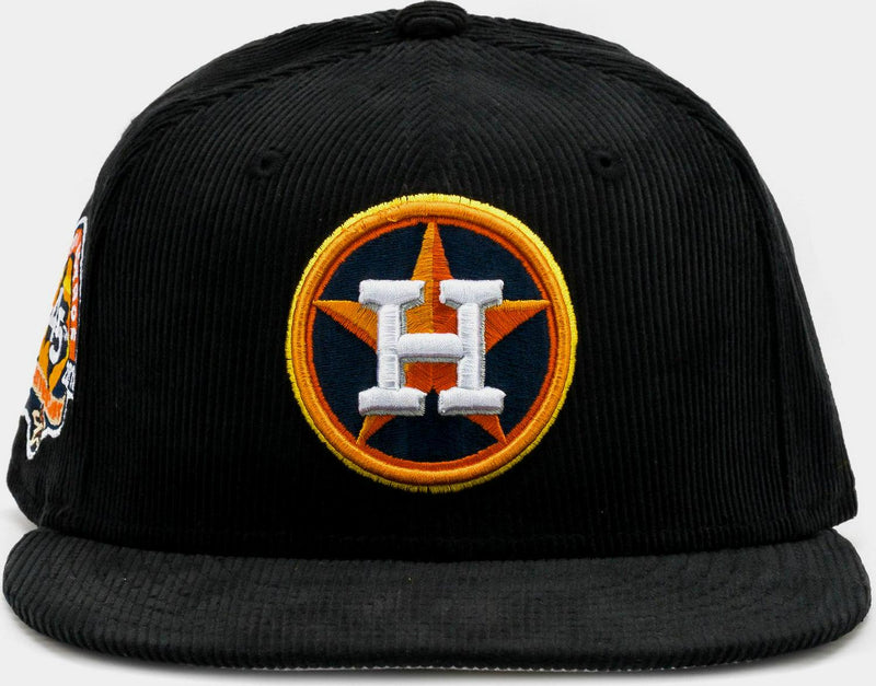 New Era Houston Astros Corduroy Black Orange White 59Fifty 5950 Patch Fitted Cap