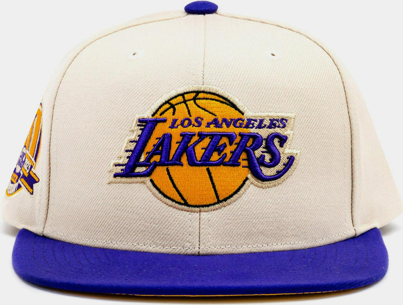 Mitchell and Ness 30th ANNI LA Lakers Purple Beige Yellow Orange Snapback Cap
