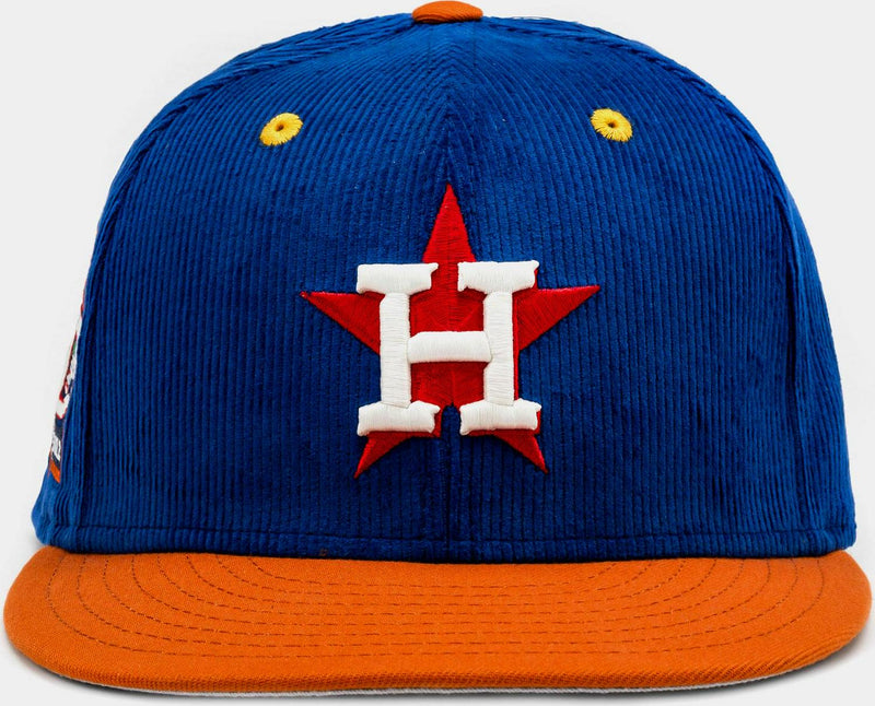 New Era Houston Astros Blue Orange White Red 59Fifty 5950 Patch Fitted Cap Hat