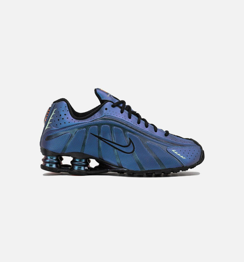 Nike Shox R4 Black Hot Punch Blue Grey HQ3446-001 Sneaker Shoe Trainer