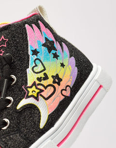 Kids Skechers Twinkle Sparks Glitz TD Black Pink White Blue Yellow Sneaker