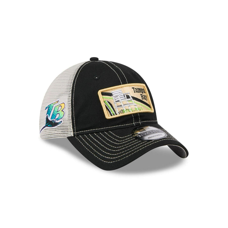 New Era Tampa Bay Rays Black White Gray 9Twenty 920 Adjustable Patch Cap Hat