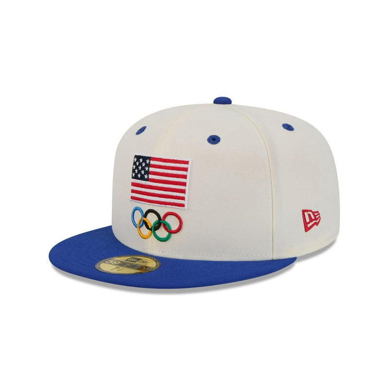New Era Team USA Olympics Grey Blue Red 59Fifty 5950 Patch Fitted Cap Hat