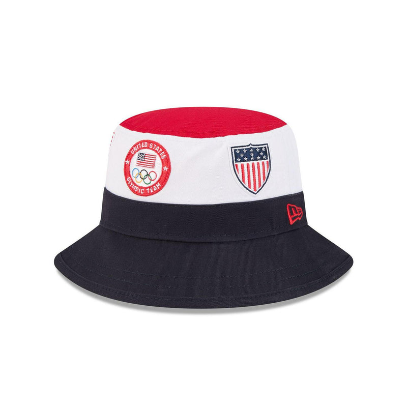 New Era Team USA Olympics Color Blue White Red Block Bucket Hat