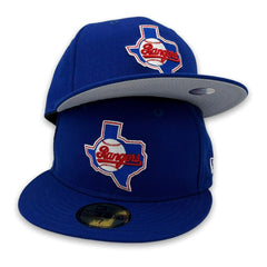 New Era Texas Rangers Blue Red White Grey 59Fifty 5950 Patch Fitted Cap Hat