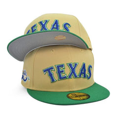 New Era Texas Rangers 50th ANNI Tan Khaki Gray Green 59Fifty 5950 Patch Fitted