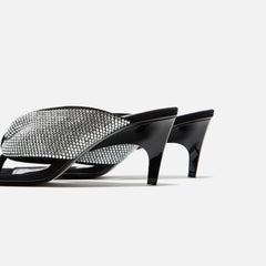 The Attico Rem 60mm Silver Black AT236WS756-TL08-212 Heel Slide Sandals