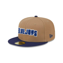 New Era Toronto Blue Jays Khaki Brown Blue Gray 59Fifty 5950 Patch Fitted Hat