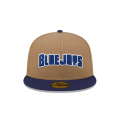 New Era Toronto Blue Jays Khaki Brown Blue Gray 59Fifty 5950 Patch Fitted Hat