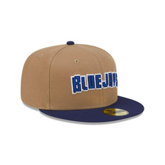 New Era Toronto Blue Jays Khaki Brown Blue Gray 59Fifty 5950 Patch Fitted Hat
