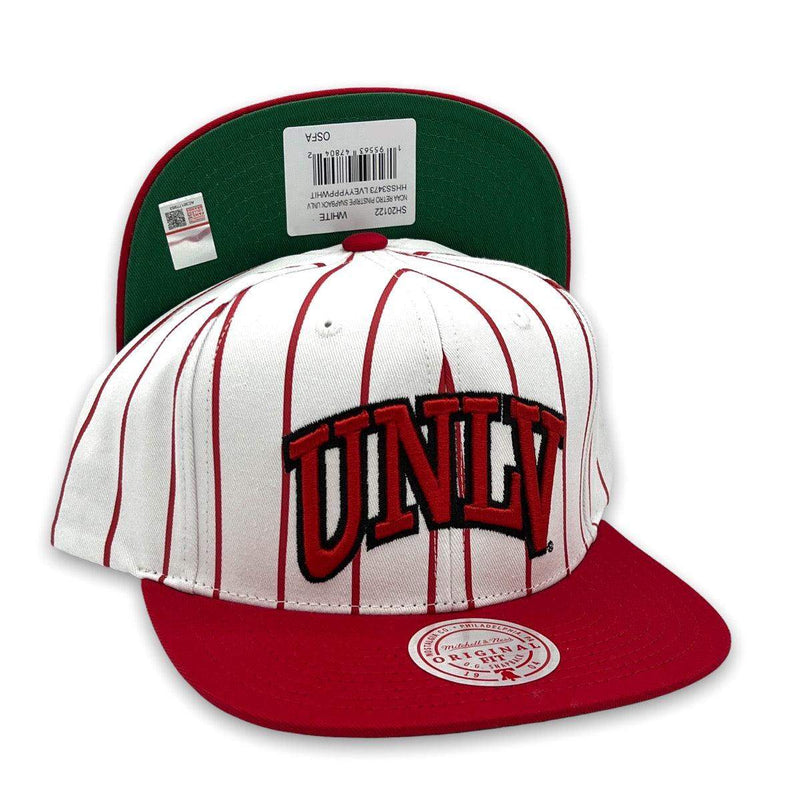 Mitchell and Ness UNLV Rebels Pinstripe NCAA Red Green 9Fifty 950 Patch Snapback