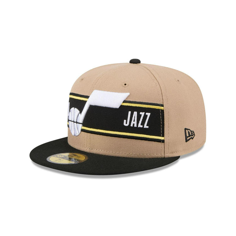 New Era Utah Jazz 2024 Draft Beige Black Yellow White 59Fifty 5950 Patch Fitted