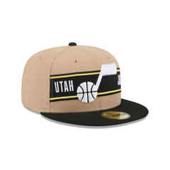 New Era Utah Jazz 2024 Draft Beige Black Yellow White 59Fifty 5950 Patch Fitted