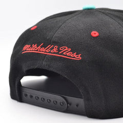 Mitchell And Ness Vancouver Grizzlies RELOAD Black Teal Red Bottom Snapback Hat