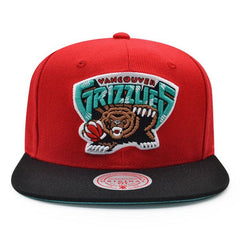 Mitchell And Ness Vancouver Grizzlies CLASSIC Red Black Teal Patch Snapback Hat