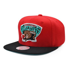 Mitchell And Ness Vancouver Grizzlies CLASSIC Red Black Teal Patch Snapback Hat