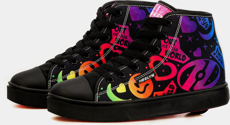 Kids HEELYS Veloz GS Wheel Black Multi Blue HE101269 Shoe Sneaker Trainer