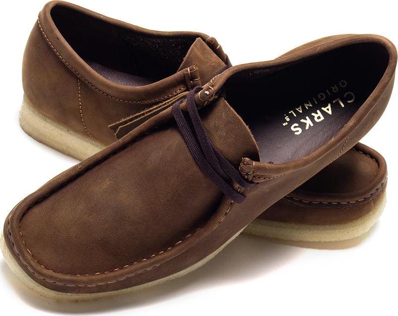 Clarks Wallabee Beeswax Leather Brown Beige 26156605 Moccasin Shoe Trainer