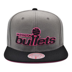 Mitchell And Ness Washington Bullets Gray Black Pink Patch Snapback Cap Hat