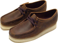 Wmns Clarks Wallabee Beeswax Leather Brown Beige White 26155544 Sneaker Shoe