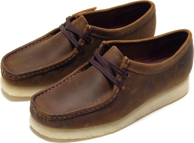 Wmns Clarks Wallabee Beeswax Leather Brown Beige White 26155544 Sneaker Shoe