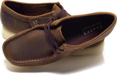 Wmns Clarks Wallabee Beeswax Leather Brown Beige White 26155544 Sneaker Shoe