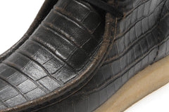 WMNS Clarks Wallabee Boot Black Crocodile Distress 26179161 Casual Boat Shoe
