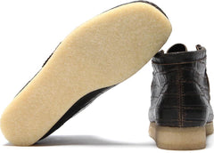 WMNS Clarks Wallabee Boot Black Crocodile Distress 26179161 Casual Boat Shoe