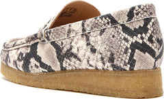 WMNS Clarks Wallabee Loafer Grey Snake Leather 26178222 Casual Boat Shoes