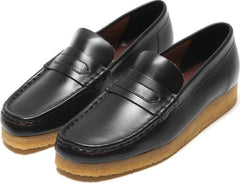 WMNS Clarks Wallabee Loafer Black Smooth Leather 26177721 Casual Boat Shoes