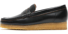 WMNS Clarks Wallabee Loafer Black Smooth Leather 26177721 Casual Boat Shoes