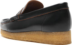WMNS Clarks Wallabee Loafer Black Smooth Leather 26177721 Casual Boat Shoes