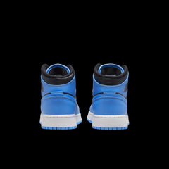 YOUTH Nike AIR JORDAN 1 MID UNIVERSITY BLUE Black White DQ8423-401 Sneaker Shoe