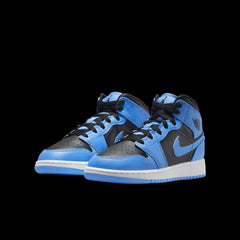 YOUTH Nike AIR JORDAN 1 MID UNIVERSITY BLUE Black White DQ8423-401 Sneaker Shoe