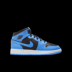 YOUTH Nike AIR JORDAN 1 MID UNIVERSITY BLUE Black White DQ8423-401 Sneaker Shoe