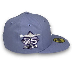New Era NY Yankees 75th Anni Lavender White 59Fifty 5950 Patch Fitted Cap Hat