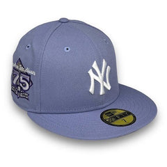 New Era NY Yankees 75th Anni Lavender White 59Fifty 5950 Patch Fitted Cap Hat