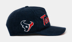 Houston Texans Corduroy Snapback Mens Hat (Navy/Red)