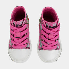 Skull High Top Infant Toddler Lifestyle Shoes (Pink/White)