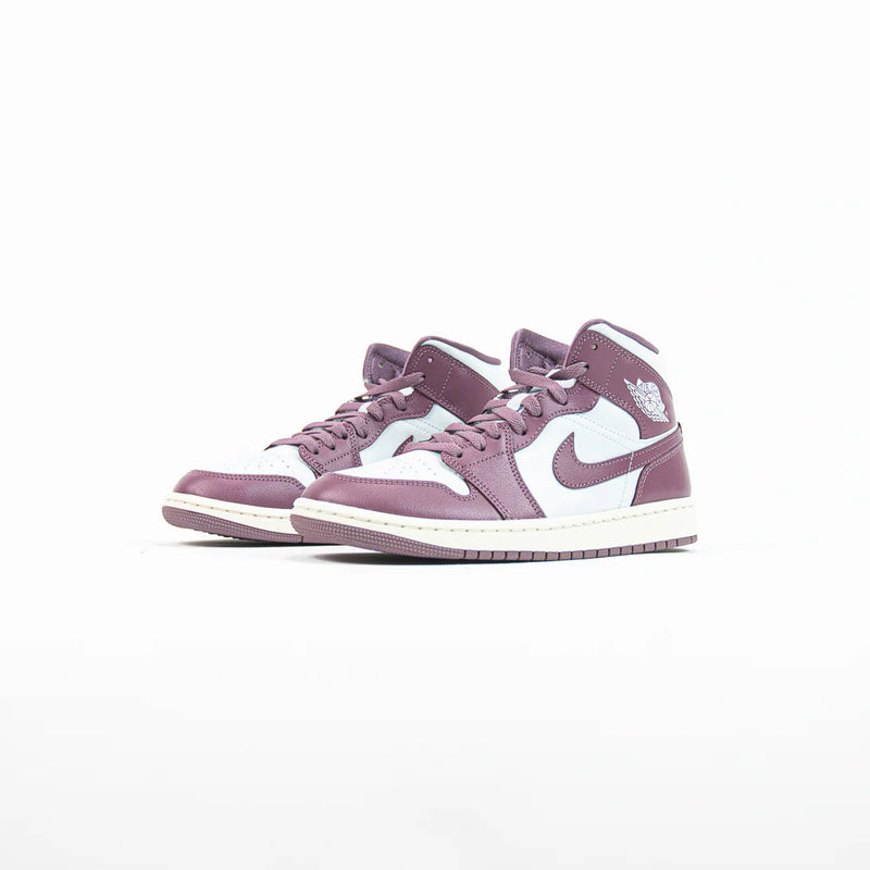 Wmns Nike Air Jordan 1 Mid Pure Platinum Sky J Muave Sail White Purple Sneaker Shoe Trainer